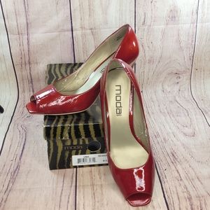 Moda Red Mascara Patent Open Toe Heels